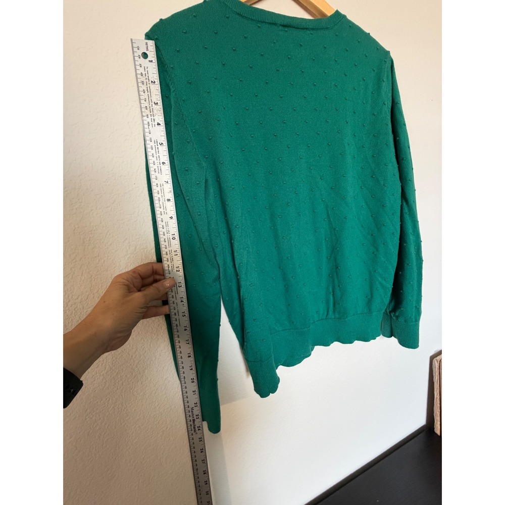 LOFT Outlet XL Green Swiss Dot Cotton Cardigan Button Front Sweater - Picture 13 of 17